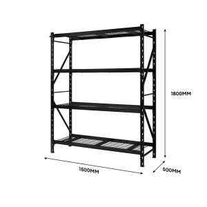 FlexLoad Bolt-less 1800H x 1500W x 500D WIRE MESH Shelving 4-Shelf Adjustable Starter Bay